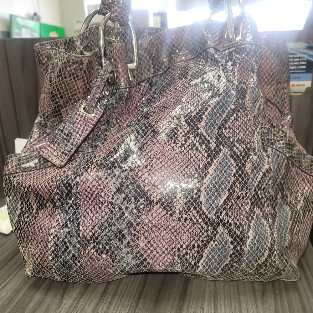 B. Makowsky Python Printed Leather Sholder Handba… - image 8